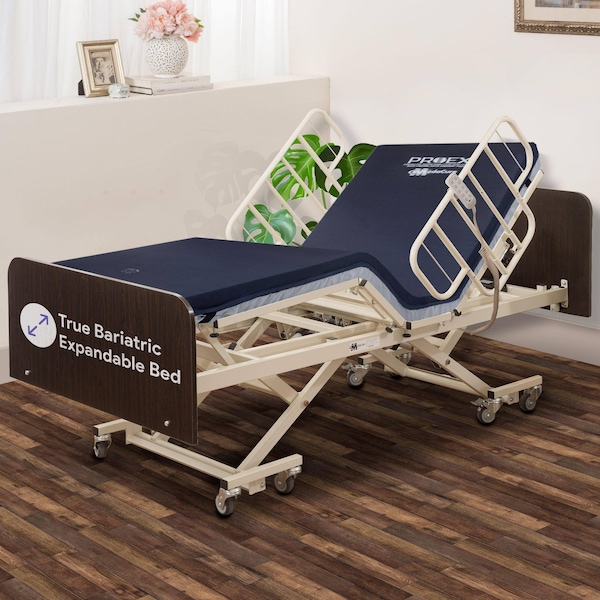 Medacure Ultra Low Expandable Bariatric Hospital Bed, Fully Electric with ProEx 48 Mattress MC-LXBARI9MH1KA - main